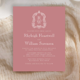 Convite de Casamento com Monograma Crest em Rosa P