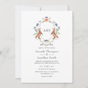 Convite de casamento com monograma de carvalho flo