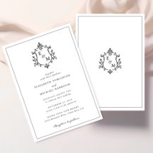 Convite de Casamento com Monograma de Crista Elega