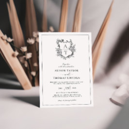 Convite de Casamento com Monograma de Crista Flora