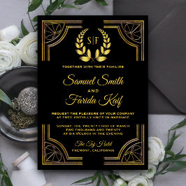 Convite de Casamento com Monograma de Louro em Our