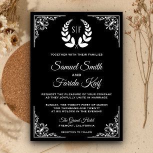 Convite de Casamento com Monograma de Louro Preto 