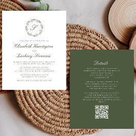 Convite de Casamento com Monograma de Oliveira Ver