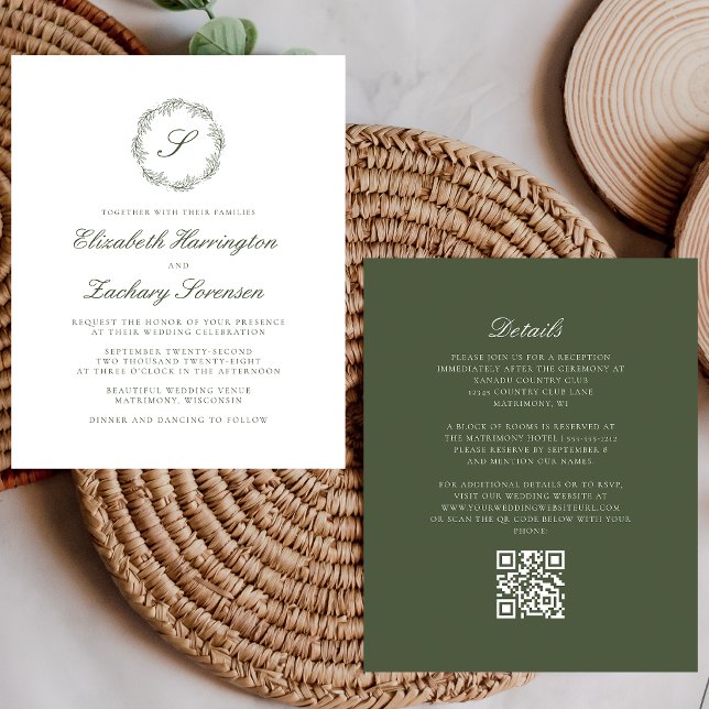 Convite de Casamento com Monograma de Oliveira Ver (Criador carregado)