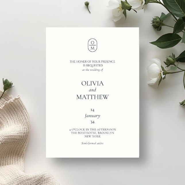 Convite de Casamento com Monograma de Tipografia C (Criador carregado)