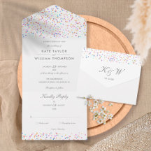 Convite de Casamento com Monograma e Confetes Arco