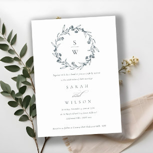 Convite de Casamento com Monograma e Coroa de Lour
