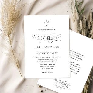 Convite de Casamento com Monograma Elegante e Cali
