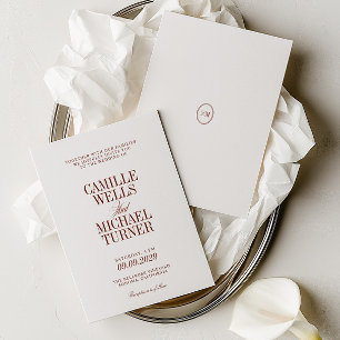 Convite de Casamento com Monograma Elegante em Ter