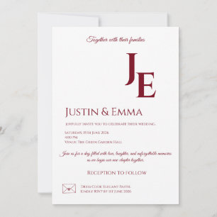 Convite de Casamento com Monograma Elegante Estéti