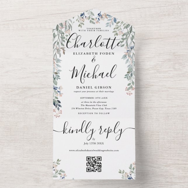 Convite de Casamento com Monograma em Letra Floral (Interno)