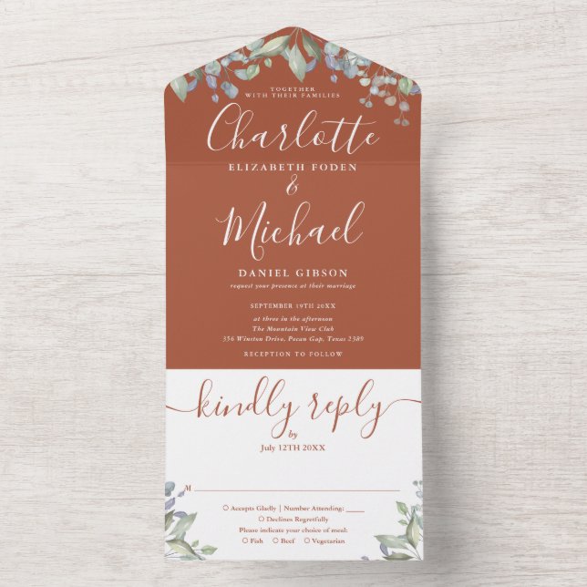 Convite de Casamento com Monograma em Letra Floral (Interno)