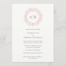 Convite de casamento com monograma em rosa dourado