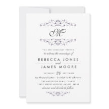 Convite de Casamento com Monograma em Roxo Antigo