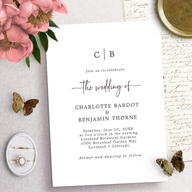 Convite de Casamento com Monograma em Script (Criador carregado)