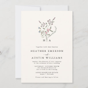 Convite de Casamento com Monograma Floral