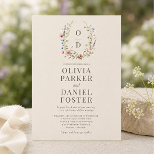 Convite de Casamento com Monograma Floral de Flore
