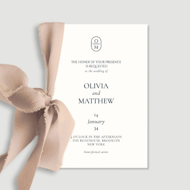 Convite de Casamento com Monograma Floral em Aquar (Criador carregado)
