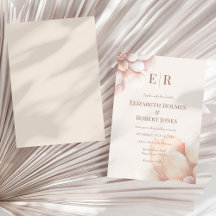 Convite de Casamento com Monograma Floral Rosado