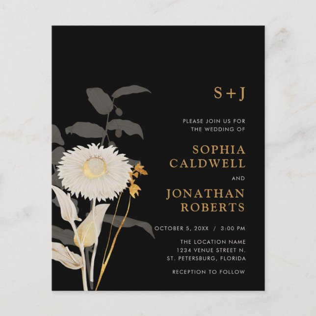 Convite de Casamento com Monograma Floral Tudo em  (Frente)