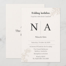 Convite de Casamento com Monograma Minimalista