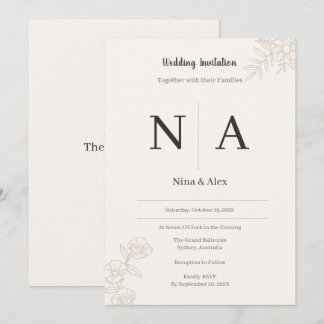 Convite de Casamento com Monograma Minimalista