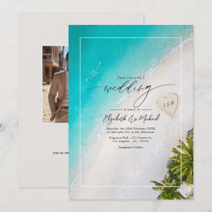 Convite de Casamento com Monograma na Praia Tropic