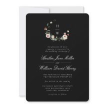 Convite de Casamento com Monograma Preto