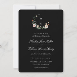 Convite de Casamento com Monograma Preto
