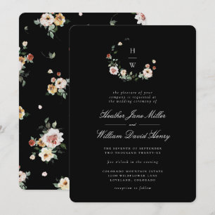 Convite de Casamento com Monograma Preto