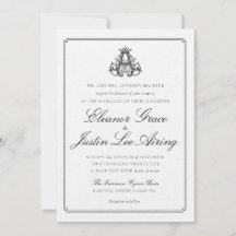 Convite de Casamento com Monograma Preto "A"