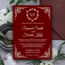 Convite de Casamento com Monograma Rebuscado em Ve
