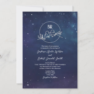 Convite de Casamento com Monograma Romântico sob a