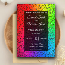 Convite de Casamento com Mosaico de Vidro Colorido