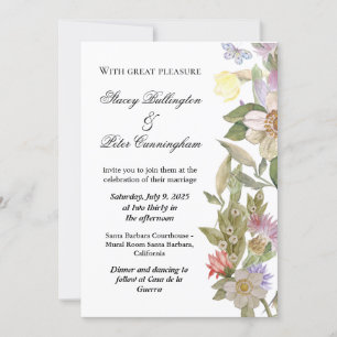 Convite de casamento - com motif de flor selvagem