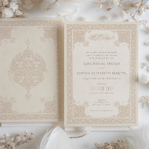 Convite de Casamento com Motivo de Renda Islâmico