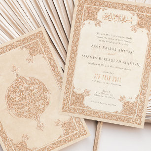 Convite de Casamento com Motivo de Renda Islâmico