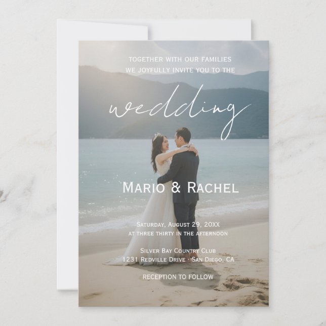Convite de Casamento com Nomes Editáveis Moderno e (Frente)