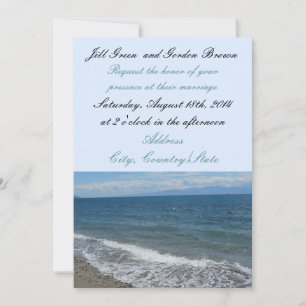Convite de Casamento com Ondas da Praia e Oceano