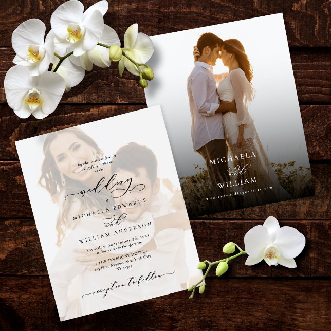 Convite de Casamento com Orçamento Foto Caligrafia (Criador carregado)
