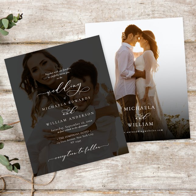 Convite de Casamento com Orçamento Foto Caligrafia (Criador carregado)