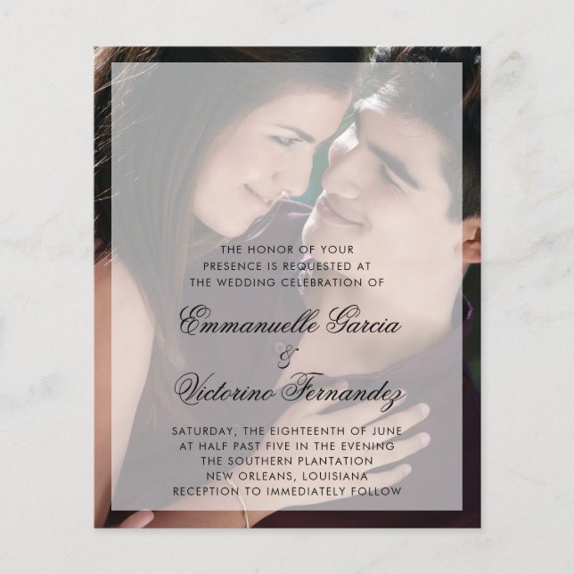 Convite de Casamento com Orçamento Foto Moderno (Frente)