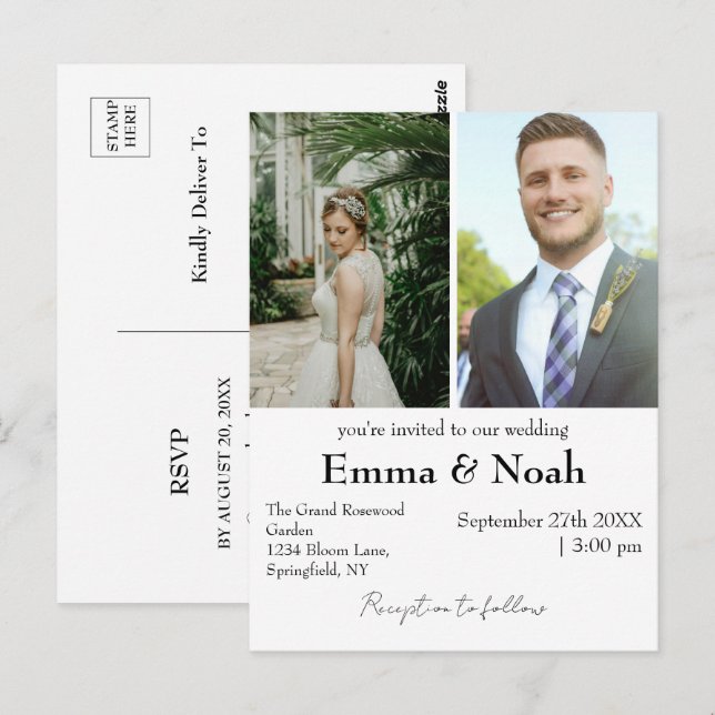 Convite de Casamento com Orçamento Personalizado c (Frente/Verso)