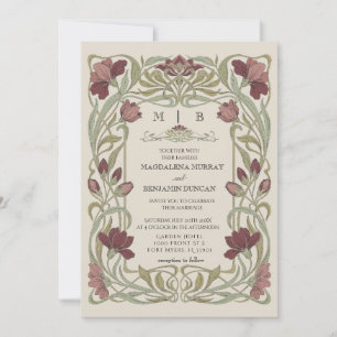 Convite de Casamento com Ornamento Floral Vintage