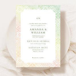 Convite de Casamento com padrão de azulejos medite