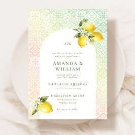 Convite de Casamento com padrão de azulejos medite
