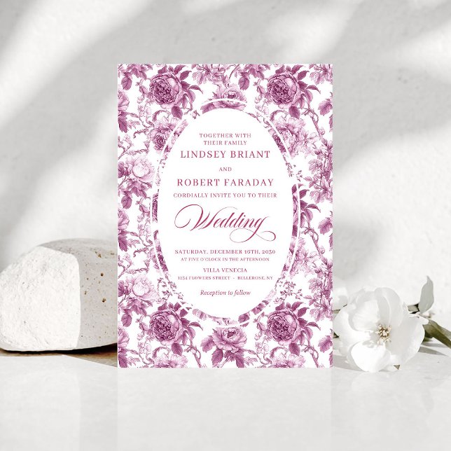 Convite de Casamento com Padrão de Rosa em Poeira  (Romantic Dusty Rose Rose Pattern Wedding Invitation)