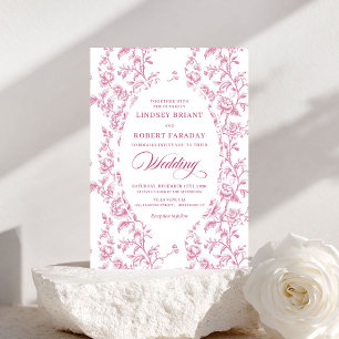 Convite de Casamento com Padrão de Rosa Vintage Ro