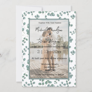 convite de casamento com padrão de verde elegante 