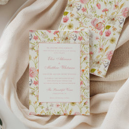 Convite de Casamento com Padrão Floral Vintage